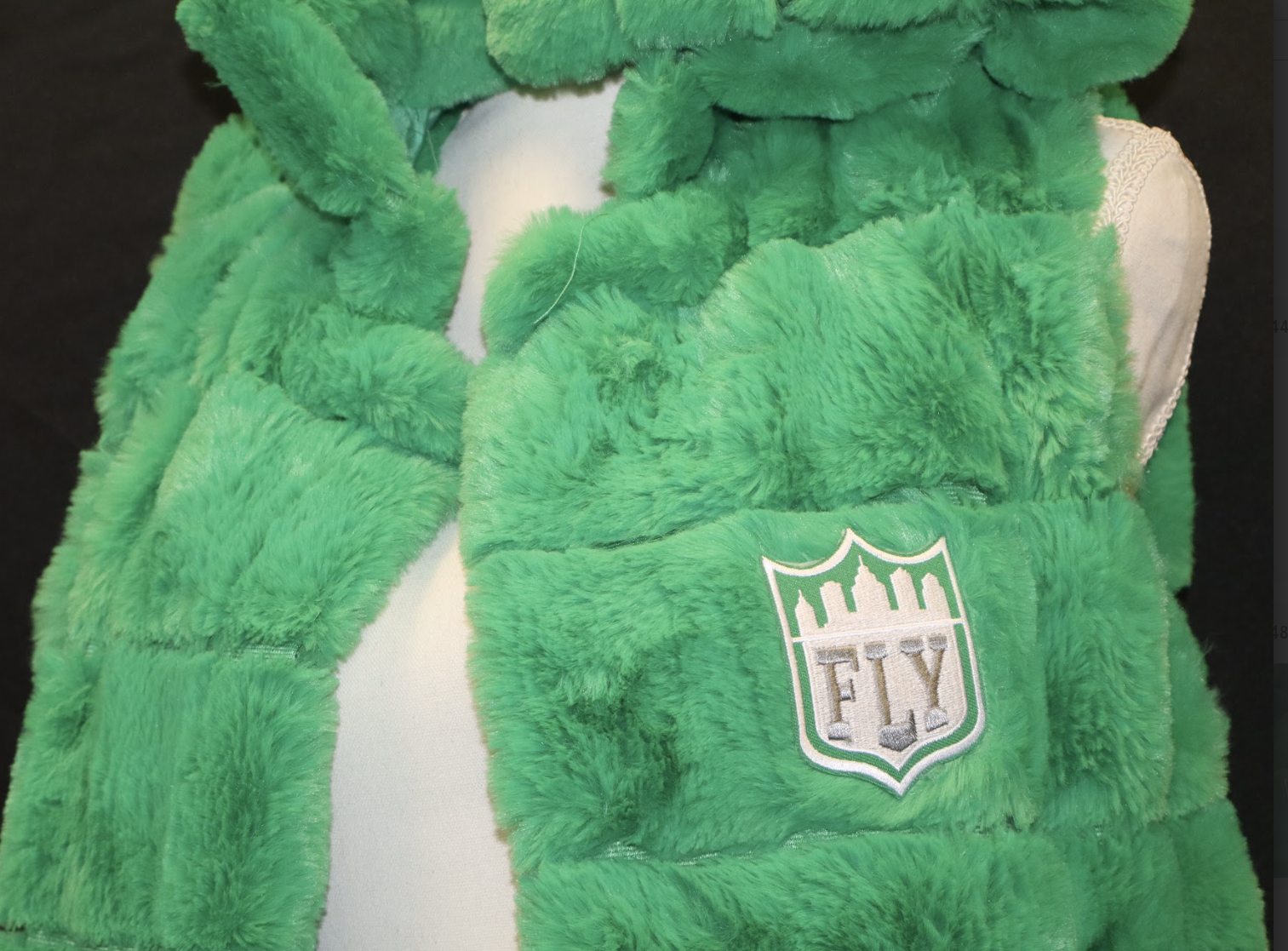 Kelly Green Fluffy Sleeveless Vest with Hood