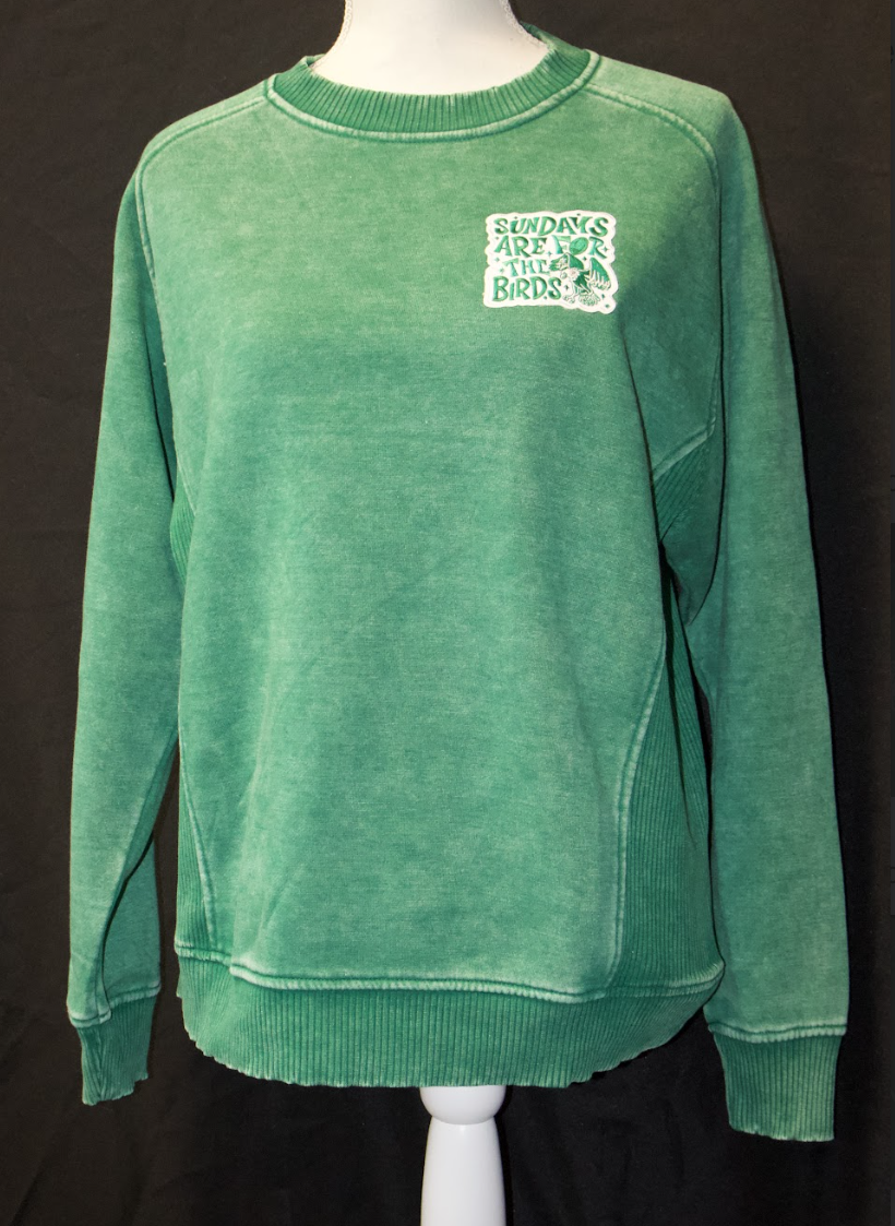 Green Zenana Long Sleeve “Sundays Are for the Birds” Crew